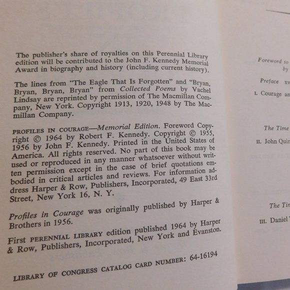 Profiles In Courage John F. Kennedy 1964 First Perennial Library Edition Book - Picture 4 of 6